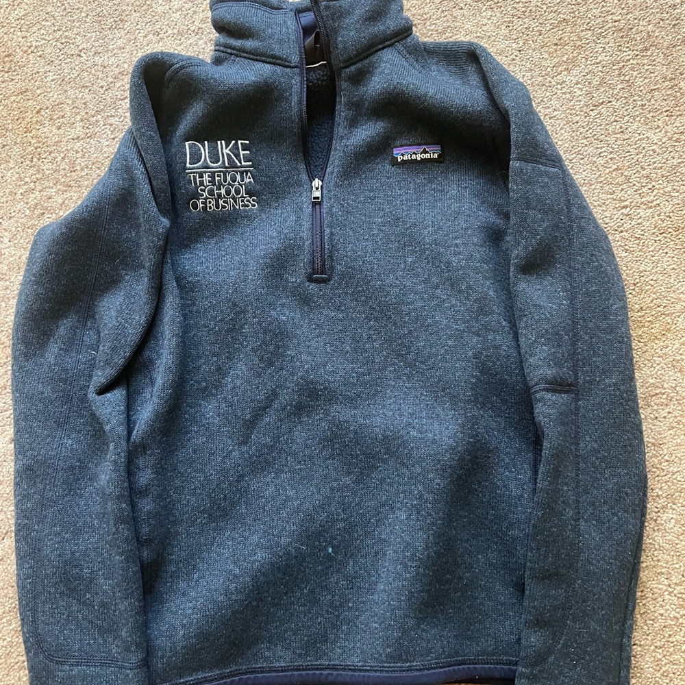 Duke Fuqua Patagonia Navy Quarter-Zip sweater, size small